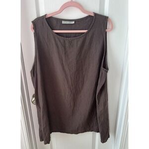 Bryn Walker Womens Top Brown Langenlook Sleeveless Linen Oversize Size XL